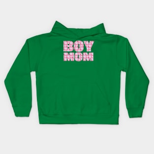 Boy Mom Pink Floral Typography Kids Hoodie